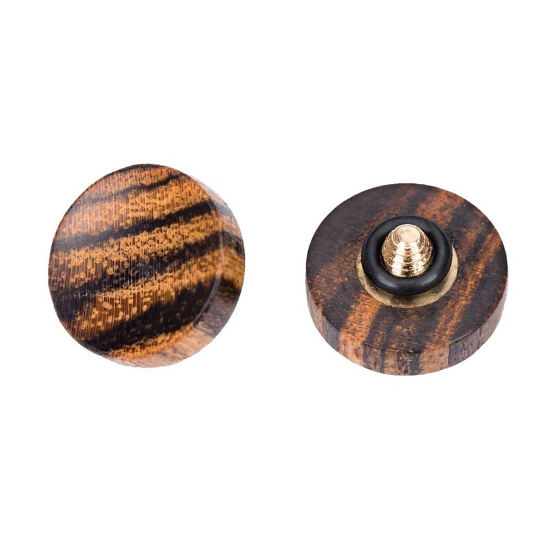 VKO Wood Soft Shutter Release Button,Delicate Camera Shutter Button 12mm Concave Surface Golden Black 1 PCS (Wood Grain Random) - Image 1